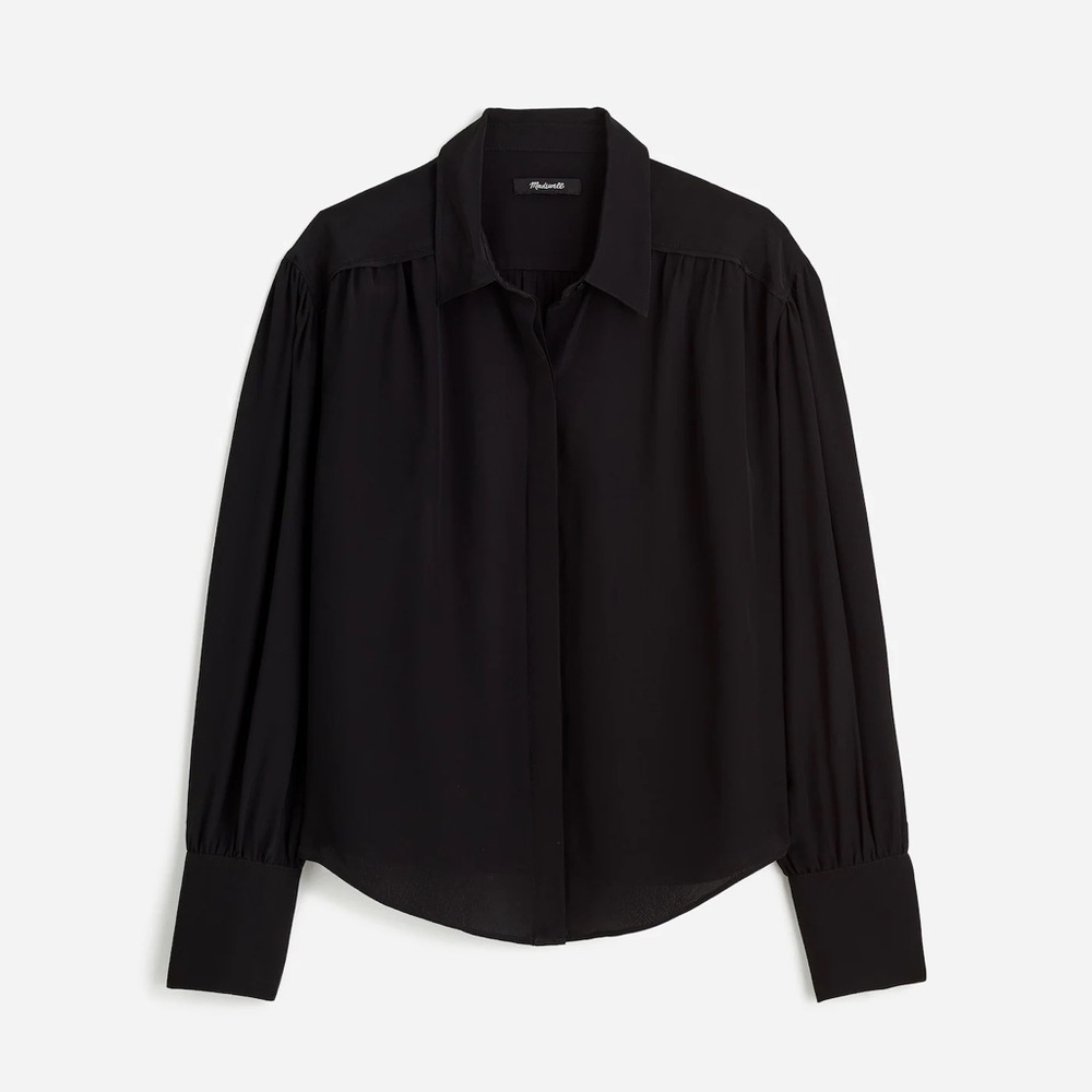 Madewell Black Long Sleeve Button-Front Down Shirt